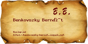 Benkovszky Bernát névjegykártya